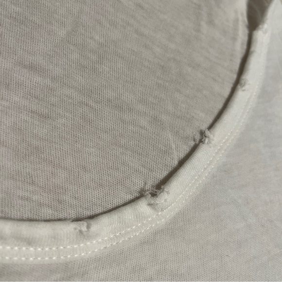 Distressed White Scoop Neck Tee | Size Small - Picture 2 of 9